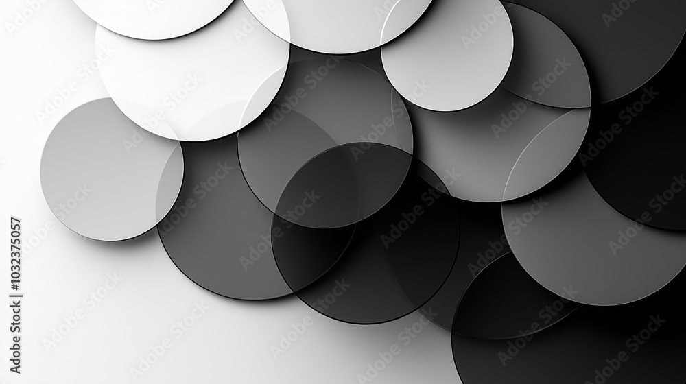 Poster monochrome overlapping circles in minimalist design
