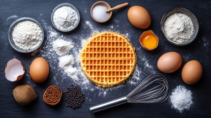 Fresh Ingredients for Homemade Waffles Preparation