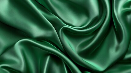 Obraz premium Green satin fabric with smooth texture, perfect for elegant decoration