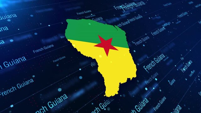 French Guiana Map Displaying On A Modern Dark Background