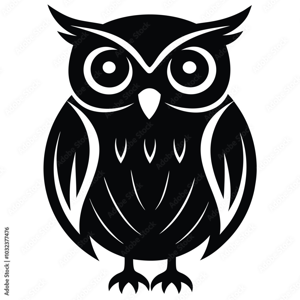 Poster Owl Line Art Vector Illustration.