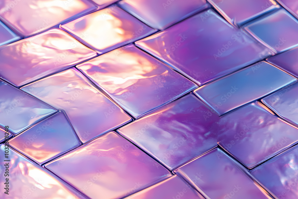 Poster a captivating seamless texture resembling woven tiles with an iridescent glow and soft colors