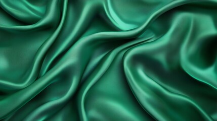 Obraz premium Green satin fabric with smooth texture, perfect for elegant decoration