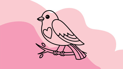 love bird isolated coloring page for kids and adult vector art line art illustration