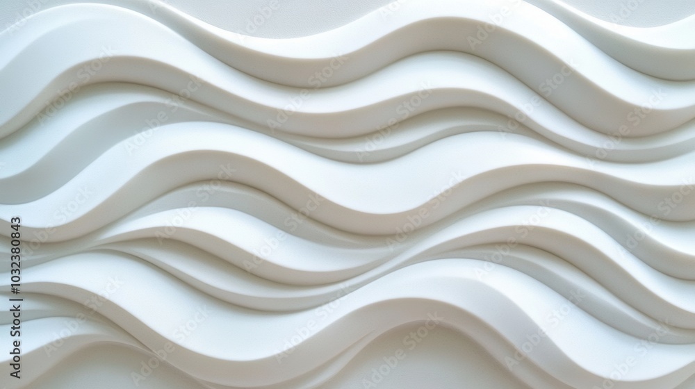 Poster subtle wave patterns on pale background, a serene composition featuring a series of identical gentle