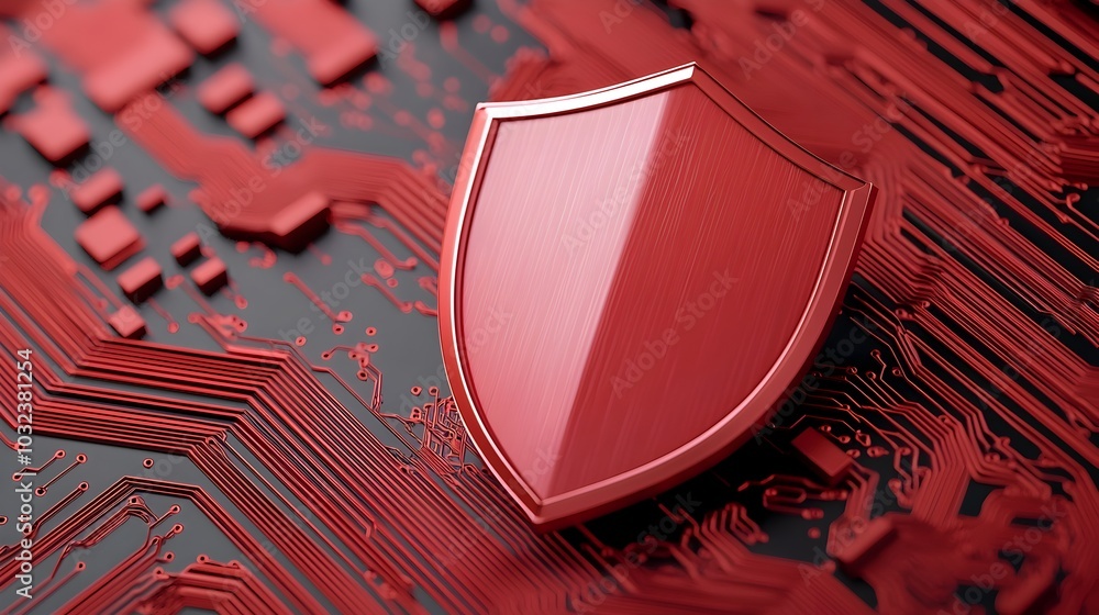 Leinwandbilder Futuristic Cyber Security and Data Protection Concept featuring a sleek and streamlined digital data streams glowing circuit board patterns and a minimalist high tech interface