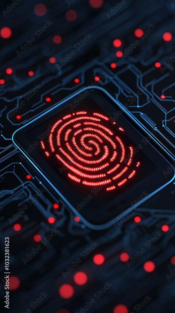 Poster Digital fingerprint on circuit board background