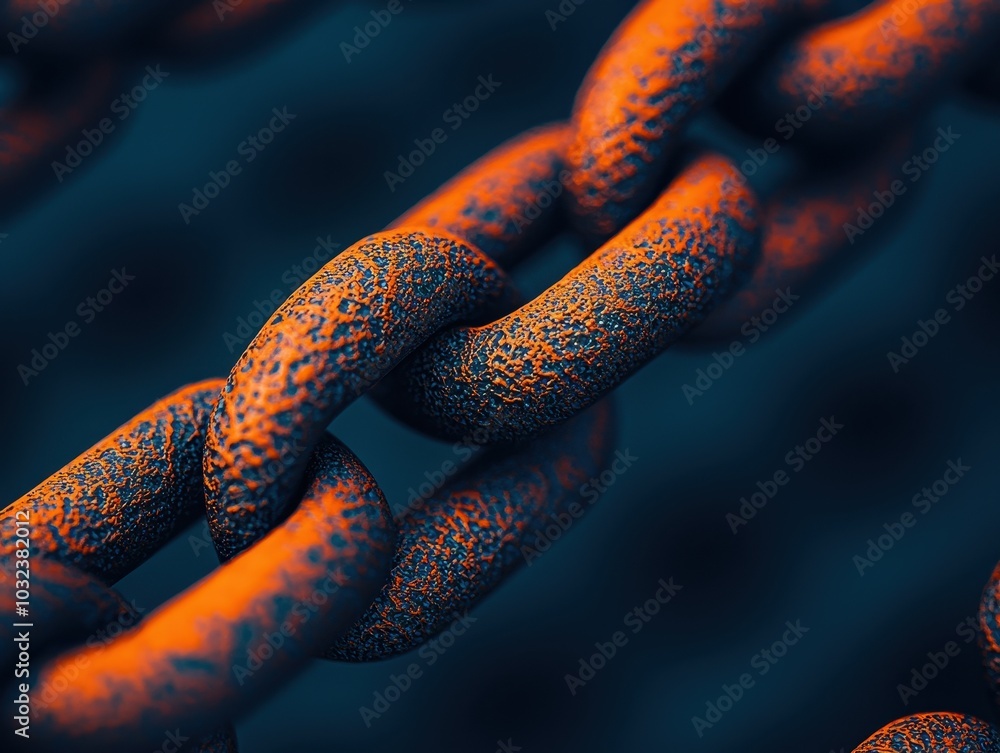 Poster close-up of a rusty metal chain link