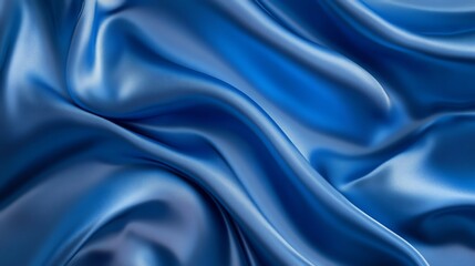 Obraz premium Silk blue satin fabric backdrop with smooth, shiny, soft texture in blue color, perfect for luxurious decoration