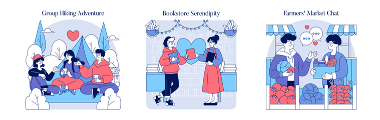 Offline Dating. Flat Vector Illustration