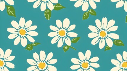 Elegant minimalist seamless pattern featuring a repeating arrangement of stylized dark blue floral shapes and clean white organic forms  Perfect for use as a modern textile background