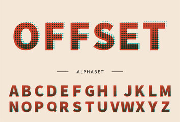 Fototapeta premium Retro dot alphabet in 70s style