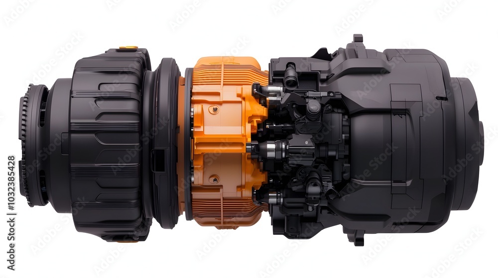 Poster detailed cross section view of a futuristic vehicle engine showcasing the intricate high tech mechan