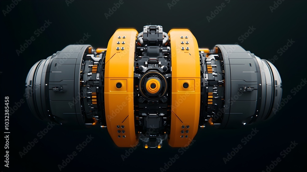 Aufkleber High detailed cross section view of a futuristic vehicle engine showcasing its advanced mechanical components and internal infrastructure