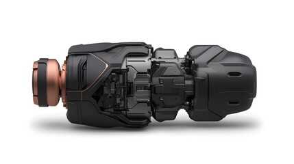 Detailed cross section view of a futuristic vehicle engine showcasing the intricate and advanced mechanical components that power the next of transportation technology