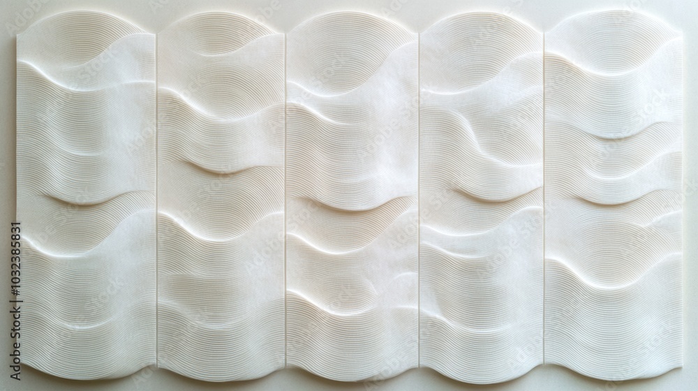 Aufkleber subtle wave patterns on pale background, a serene arrangement of identical waves creating a calming 