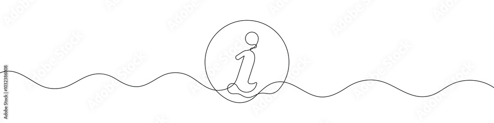 Poster continuous line drawing of info icon. information symbol. one line drawing. single line art. vector 