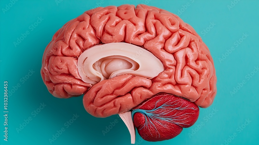 Aufkleber detailed cross section of the human brain showcasing its intricate anatomical structures neural path