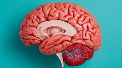 Detailed cross section of the human brain showcasing its intricate anatomical structures neural pathways and regions for educational and scientific purposes