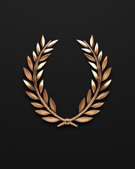Golden laurel wreath on a black background, symbolizing victory and achievement.