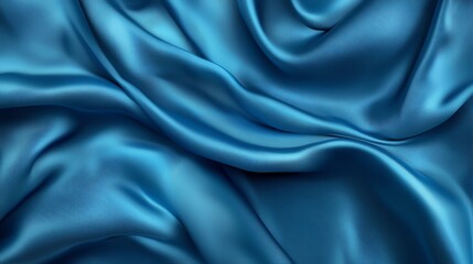 Obraz premium Silk blue satin fabric backdrop with smooth, shiny, soft texture in blue color, perfect for luxurious decoration