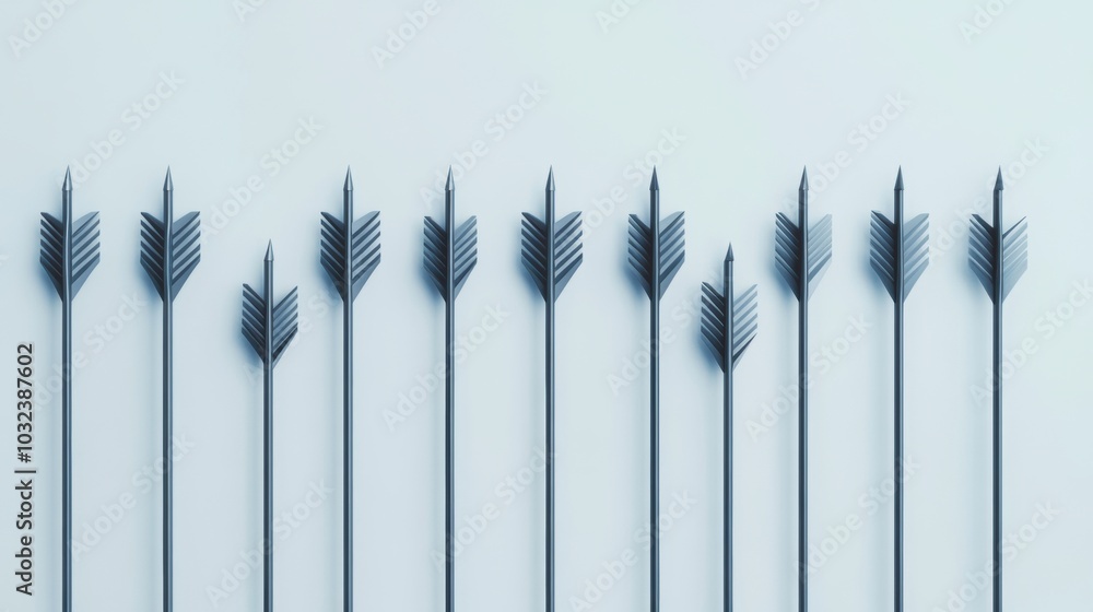 Aufkleber abstract alignment of sleek arrows, emphasizing uniformity and contemporary design, suitable for dig