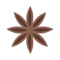 Star anise isolated on transparent and white background. Icon. Closeup element for anise spice packaging design decoration. Vector illustration. Fragrant food ingredient for restaurant menu card.