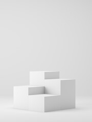 3D product display stand white background, 3D podium form for cosmetic, perfume and product background, 3D rendering, illustration.