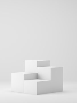 3D product display stand white background, 3D podium form for cosmetic, perfume and product background, 3D rendering, illustration.