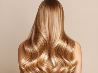 beautiful blond hair woman. Back of girl with Healthy hair. Care and straightening hair