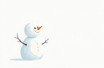 Obraz premium Illustration of a snowman on a white background with space for text