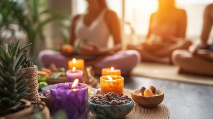 A holistic well-being solutions fair, showcasing various products and services aimed at enhancing mental and emotional health