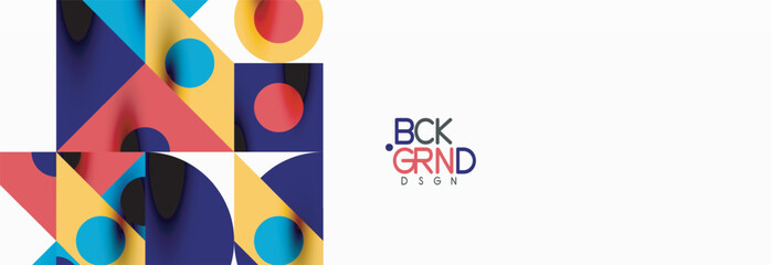 Trendy colorful circles, lines, arrows, triangles and other geometric shapes. Vector Illustration For Wallpaper, Banner, Background, Card, Book Illustration, landing page