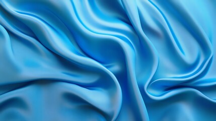 Obraz premium Elegant blue satin drapery with soft, smooth texture, perfect for luxury fashion backdrop