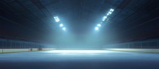 Empty Ice Skating Rink Under Bright Lights