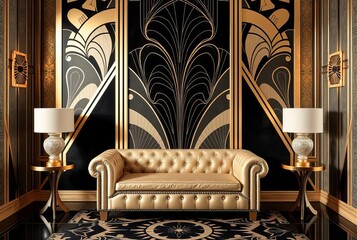 Art Deco Glamour Geometric patterns metallic finishes and luxuri