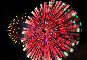 Butterfly wheels Fireworks that spin rapidly while emitting flut