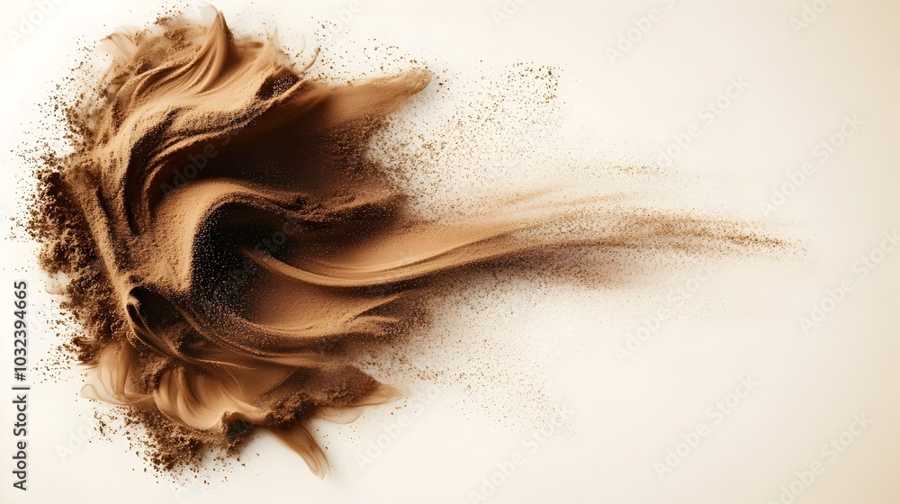 Fototapete ethereal and captivating abstract visual artwork featuring swirling patterns of powdered coffee on a