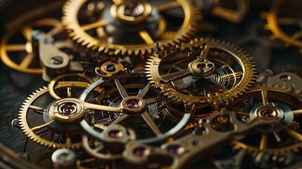 Intricate dismantled mechanical watch with detailed gears and springs on dark background, symbolizing precision and complexity in teardown analysis.