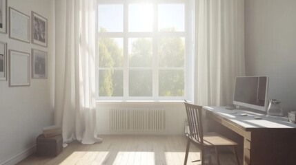 Obraz premium Bright and Airy Home Office with Natural Light
