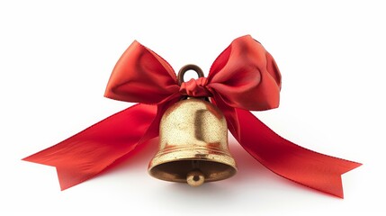 Golden Christmas Bell with Red Bow
