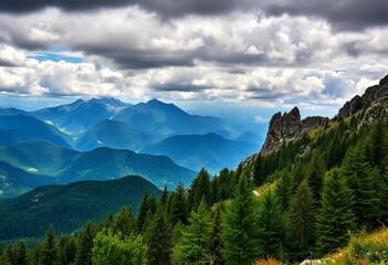 Fototapeta premium HDR Mountains Capture mountains using high dynamic range photogr