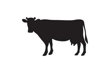 Silhouette of a Dairy Cow , Black and White Farm Animal Illustration