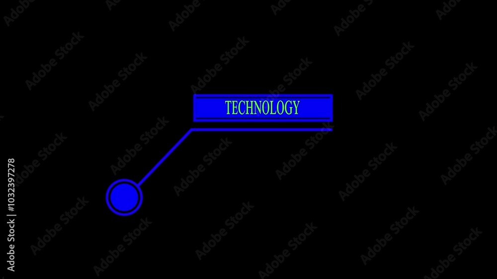 Poster animation of hud elements with text technology black background