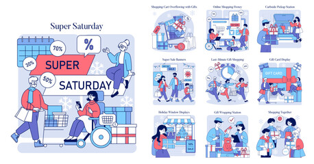 Super Saturday. Flat Vector Illustration