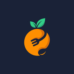 orange food logo with fork and spoon