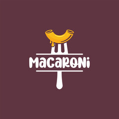 macaroni on fork food logo template
