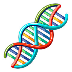 Colorful DNA strand illustration on white isolated background.