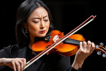 Portrait of a violinist mid-performance, with emotional intensity captured in every stroke