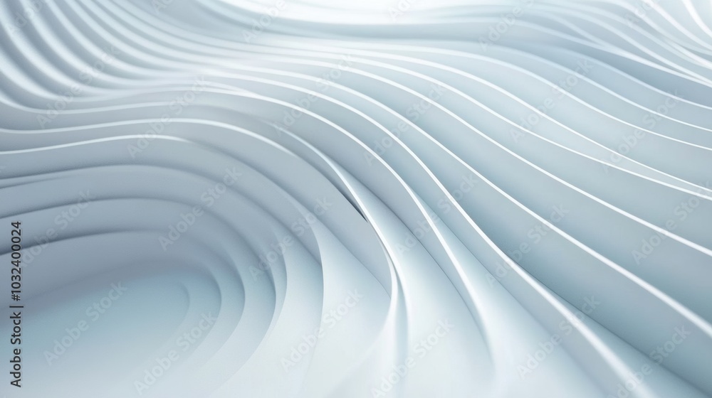 Poster curved wave pattern, a series of uniform, slender lines creating a smooth, flowing design, embodying